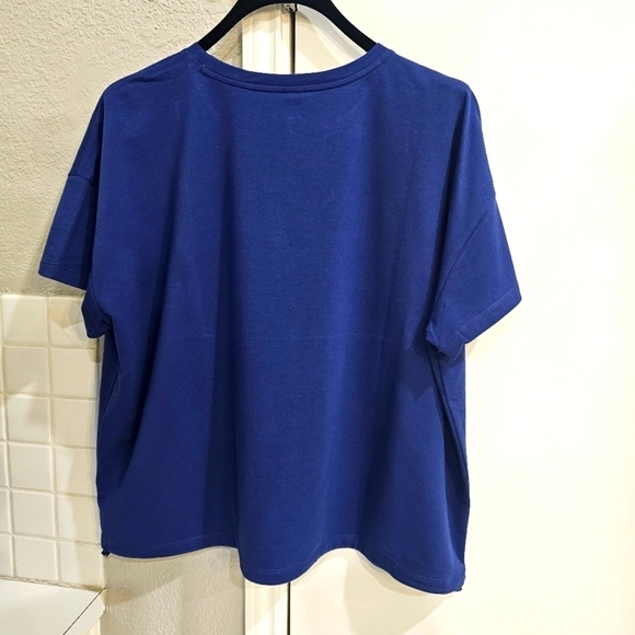NEW ID Ideology Plus Size Comfort Flow Drawcord Tee. Tartan BLUE. 3X & 4X - Picture 4 of 16